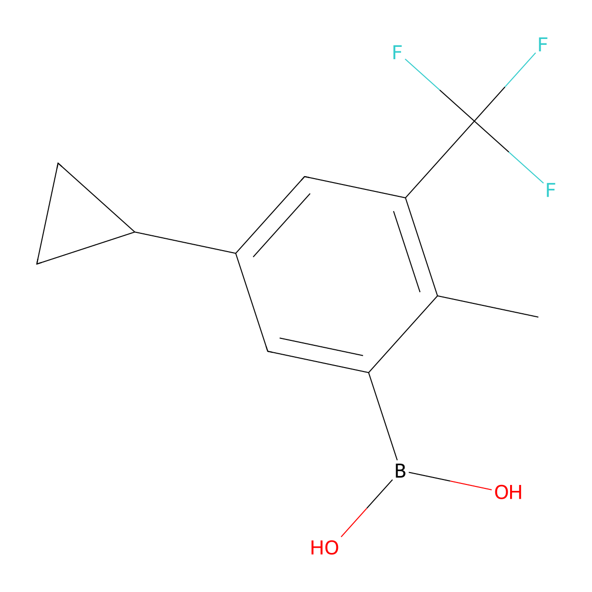(5-Cyclopropyl-2-methyl-3-(trifluoromethyl)phenyl)boronic acid molecular structure, CAS 2225180-97-0