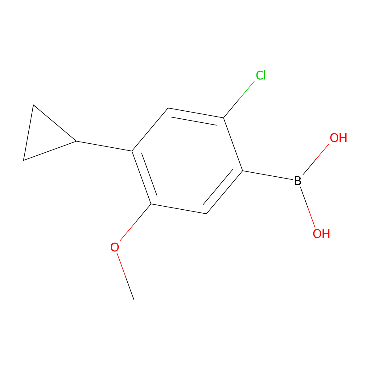 (2-Chloro-4-cyclopropyl-5-methoxyphenyl)boronic acid molecular structure, CAS 2225180-99-2