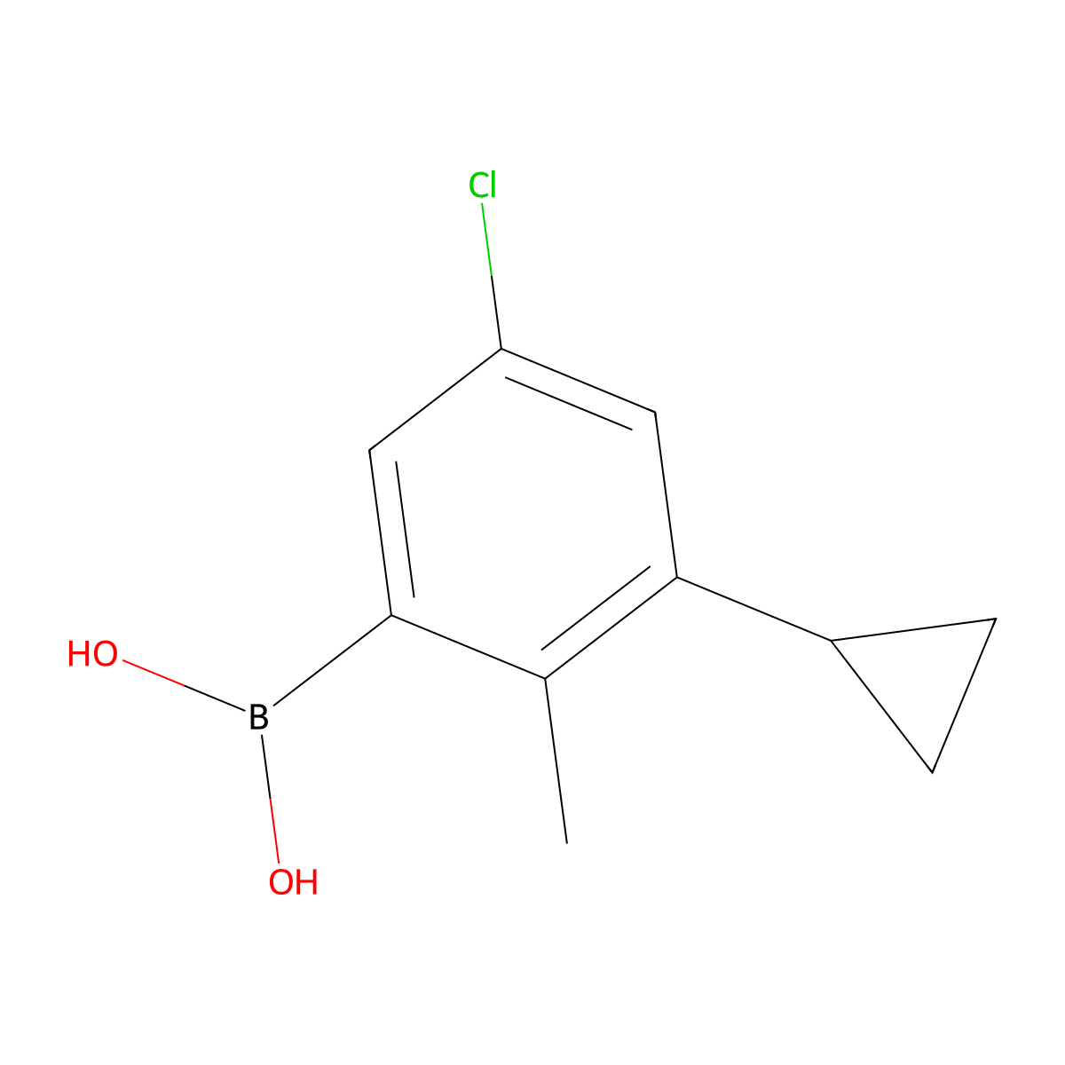 (5-Chloro-3-cyclopropyl-2-methylphenyl)boronic acid molecular structure, CAS 2225181-00-8
