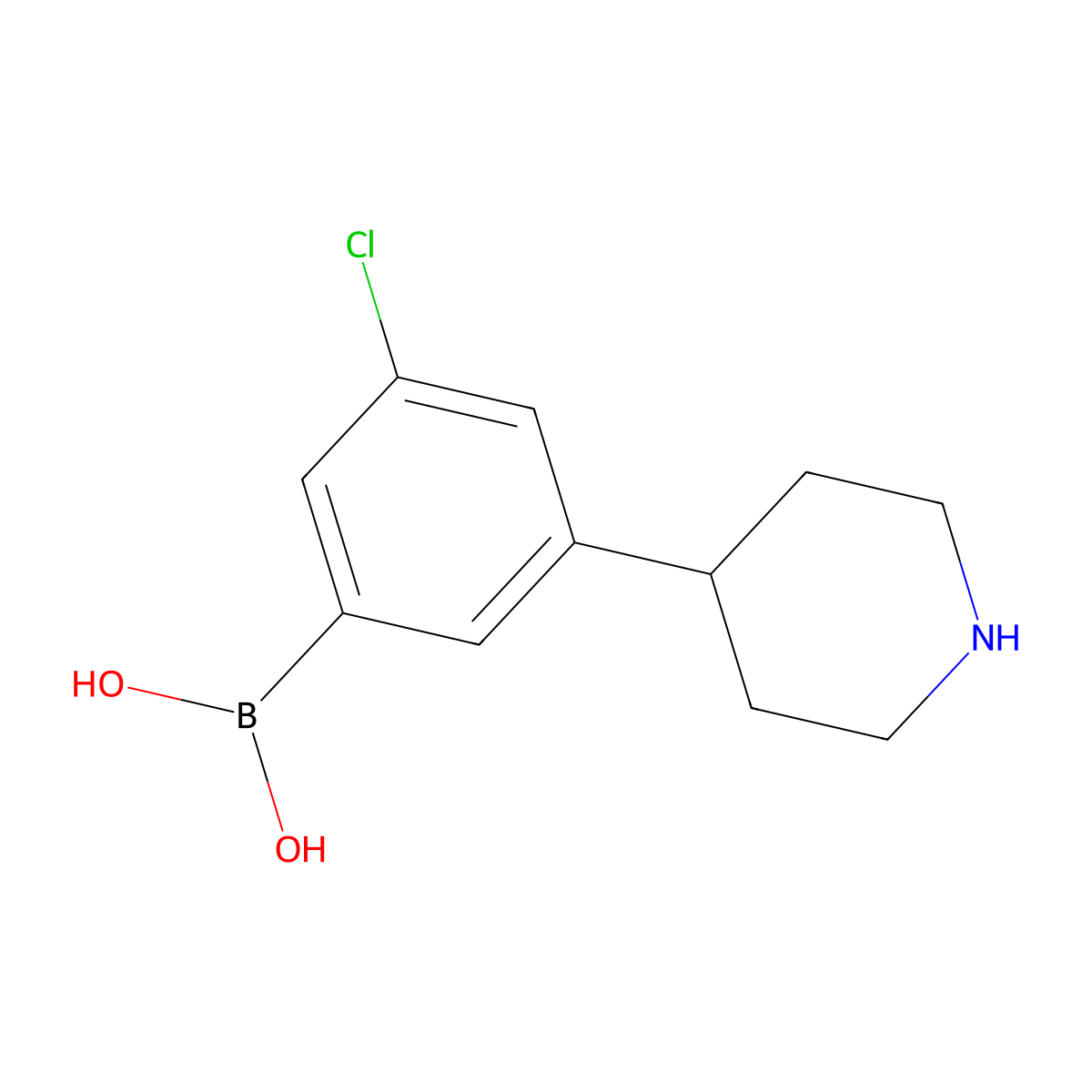 (3-Chloro-5-(piperidin-4-yl)phenyl)boronic acid molecular structure, CAS 2225181-03-1