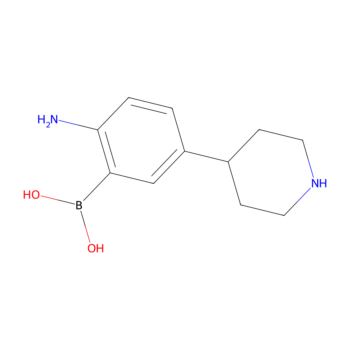 (2-Amino-5-(piperidin-4-yl)phenyl)boronic acid molecular structure, CAS 2225181-04-2