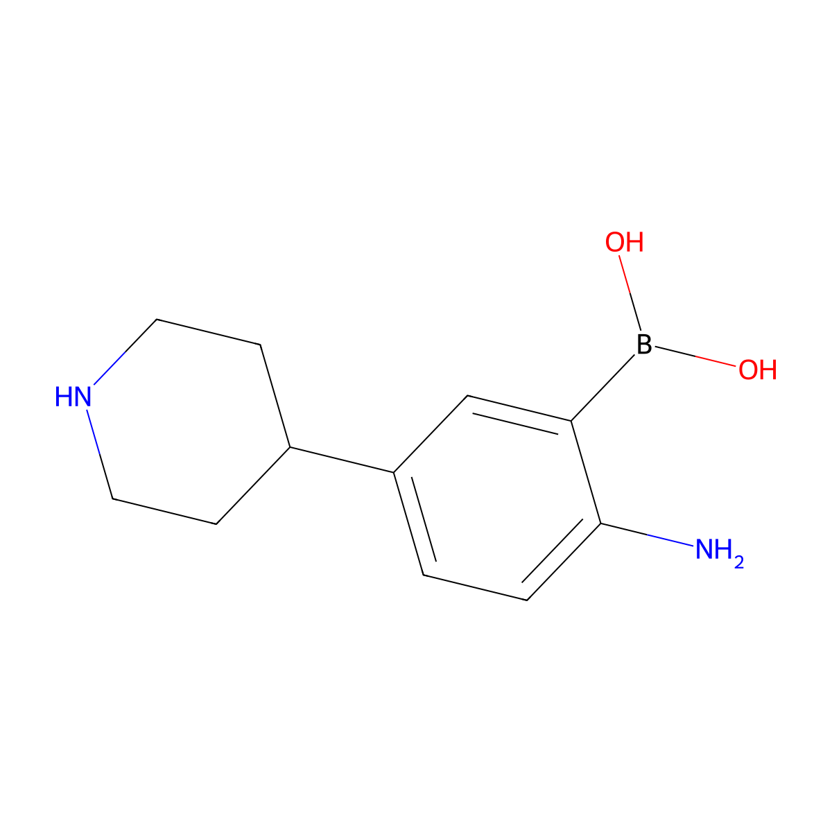 (2-Amino-5-(piperidin-4-yl)phenyl)boronic acid molecular structure, CAS 2225181-04-2