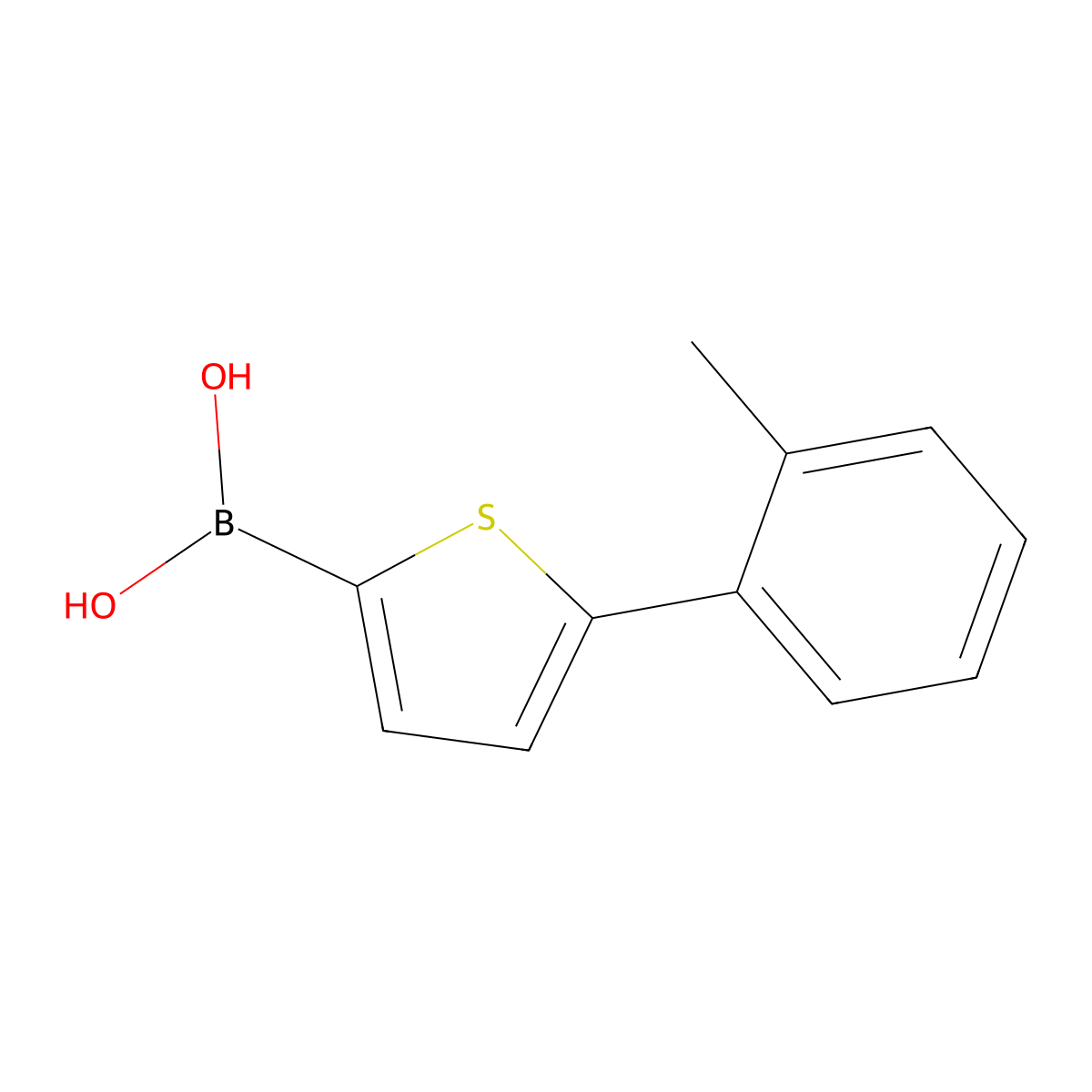 (5-(o-Tolyl)thiophen-2-yl)boronic acid molecular structure, CAS 2225181-05-3