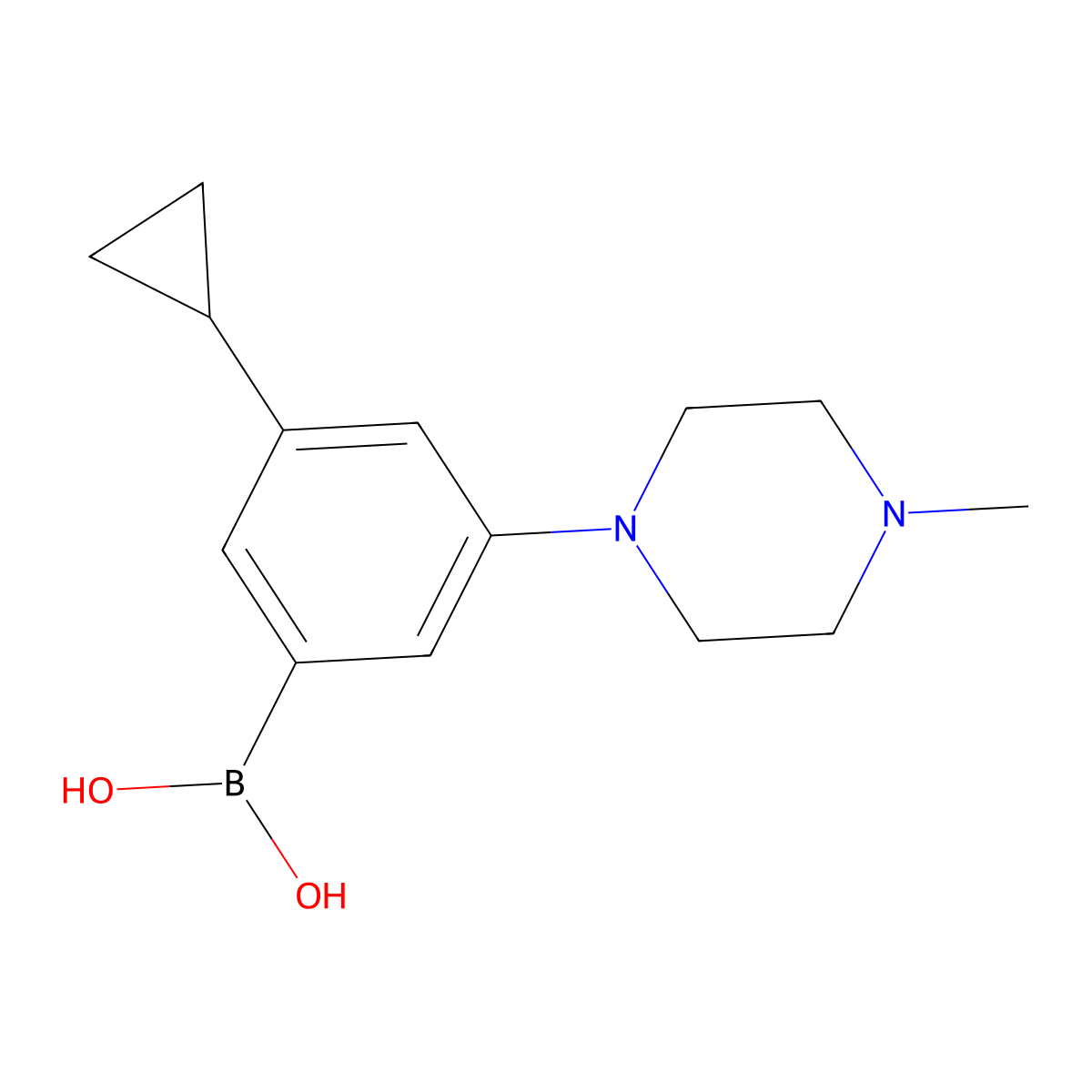 (3-Cyclopropyl-5-(4-methylpiperazin-1-yl)phenyl)boronic acid molecular structure, CAS 2225181-08-6