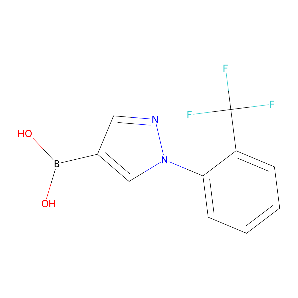 (1-(2-(Trifluoromethyl)phenyl)-1H-pyrazol-4-yl)boronic acid molecular structure, CAS 2225181-13-3