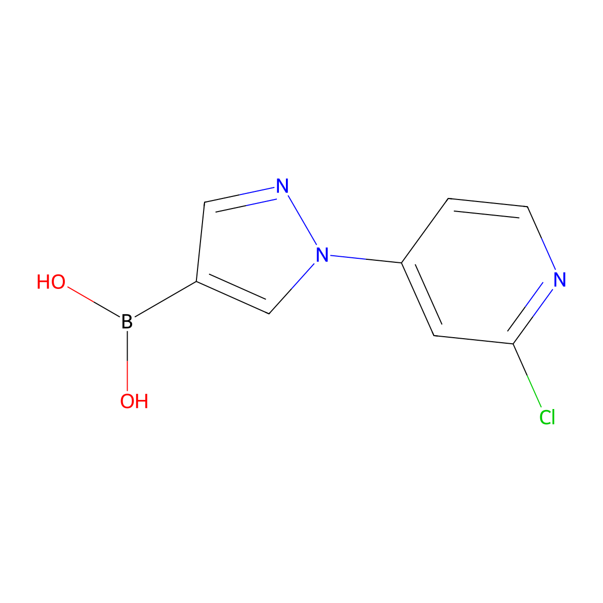 1-(2-Chloro-4-pyridyl)-1H-pyrazole-4-boronic acid molecular structure, CAS 2225181-14-4