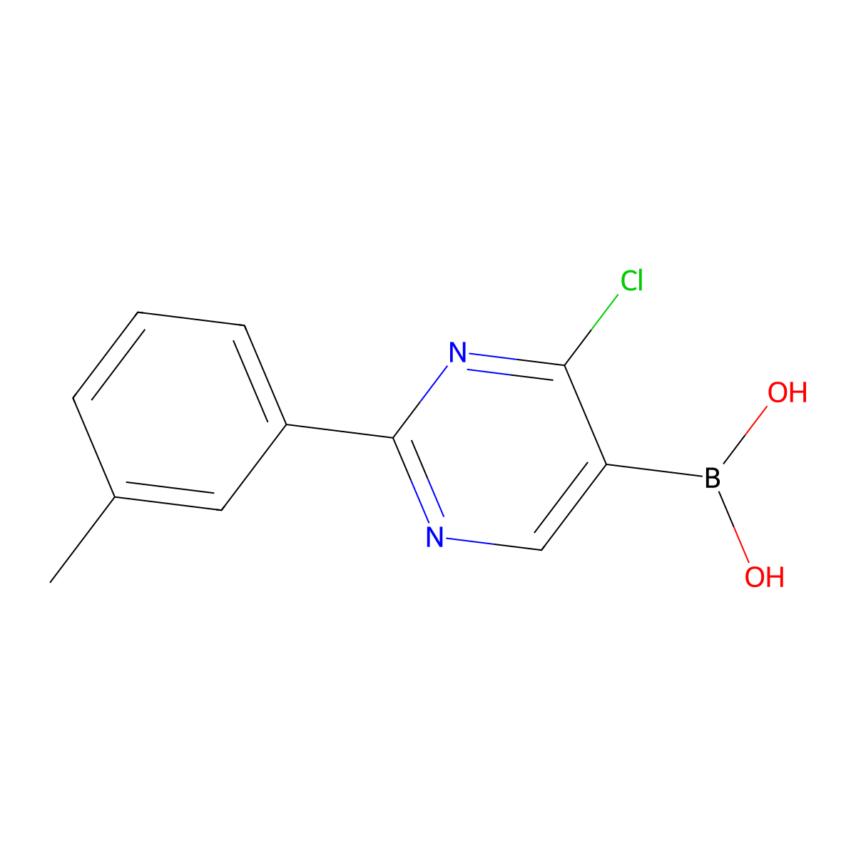 (4-Chloro-2-(m-tolyl)pyrimidin-5-yl)boronic acid molecular structure, CAS 2225181-16-6