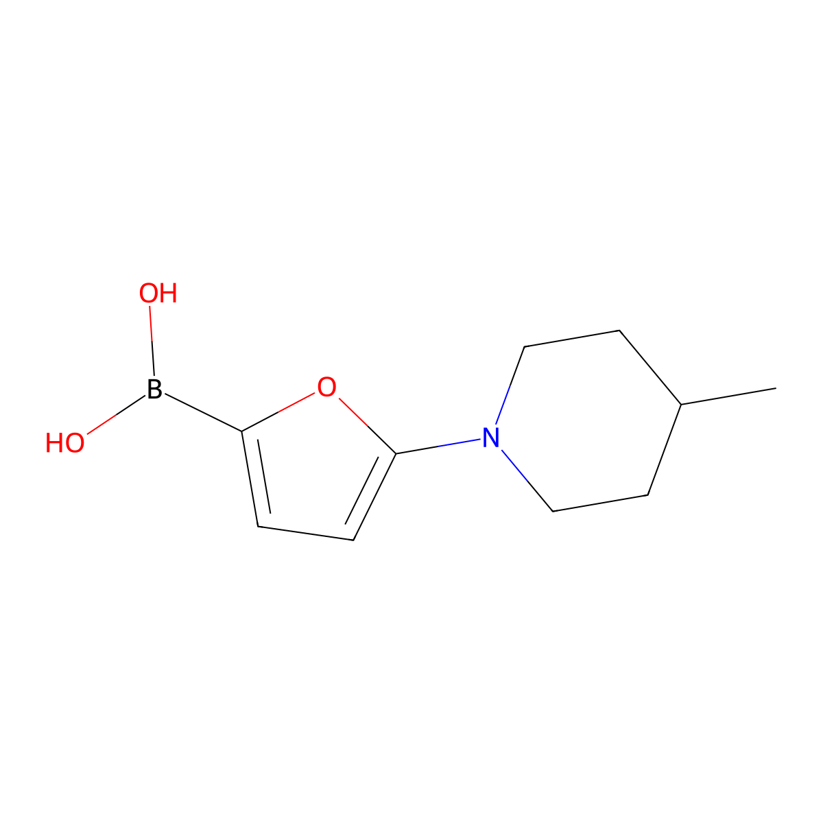 5-(4-Methylpiperidin-1-yl)furan-2-boronic acid molecular structure, CAS 2225181-25-7