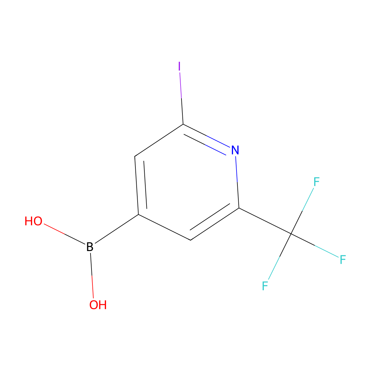 (2-Iodo-6-(trifluoromethyl)pyridin-4-yl)boronic acid molecular structure, CAS 2225181-30-4