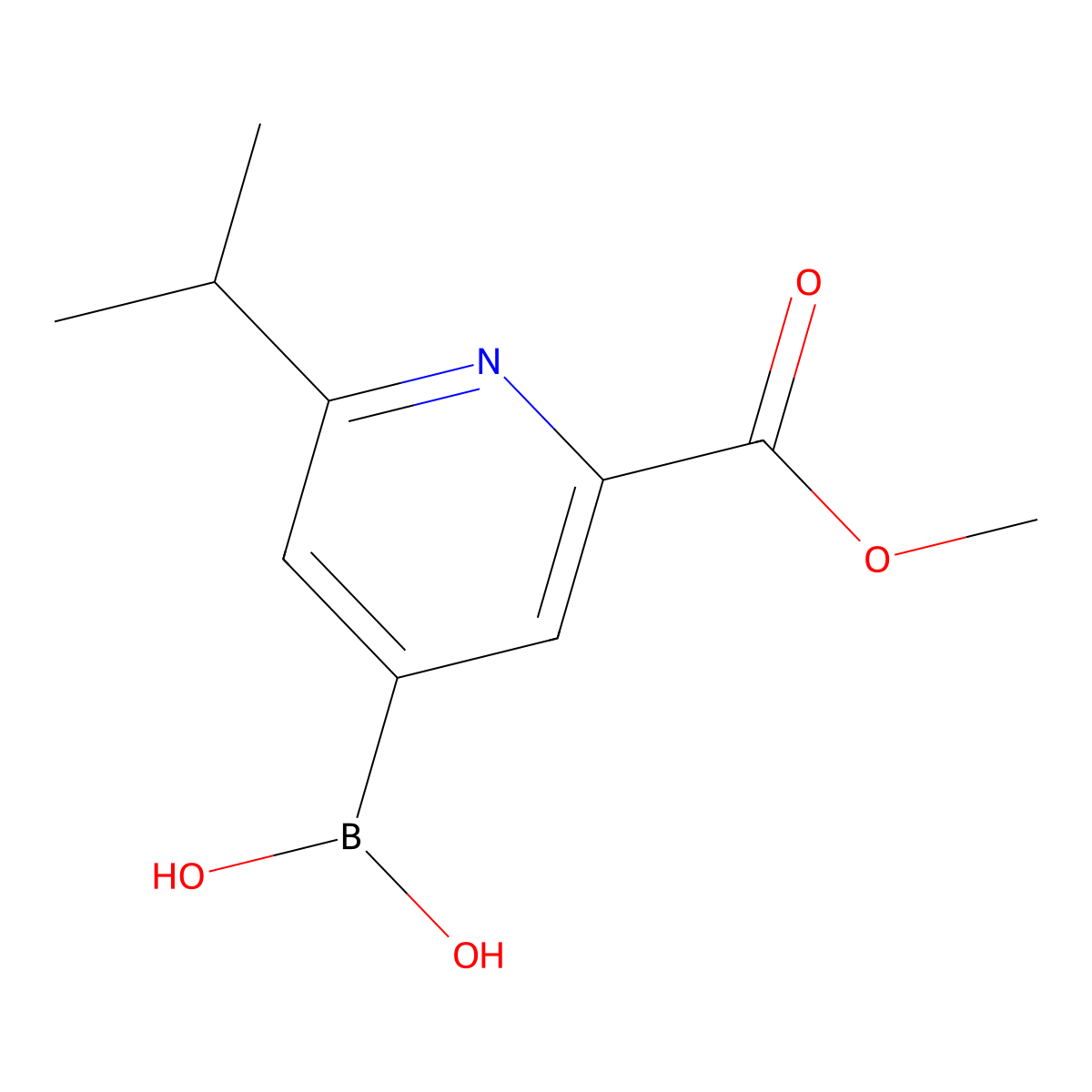 (2-Isopropyl-6-(methoxycarbonyl)pyridin-4-yl)boronic acid molecular structure, CAS 2225181-32-6