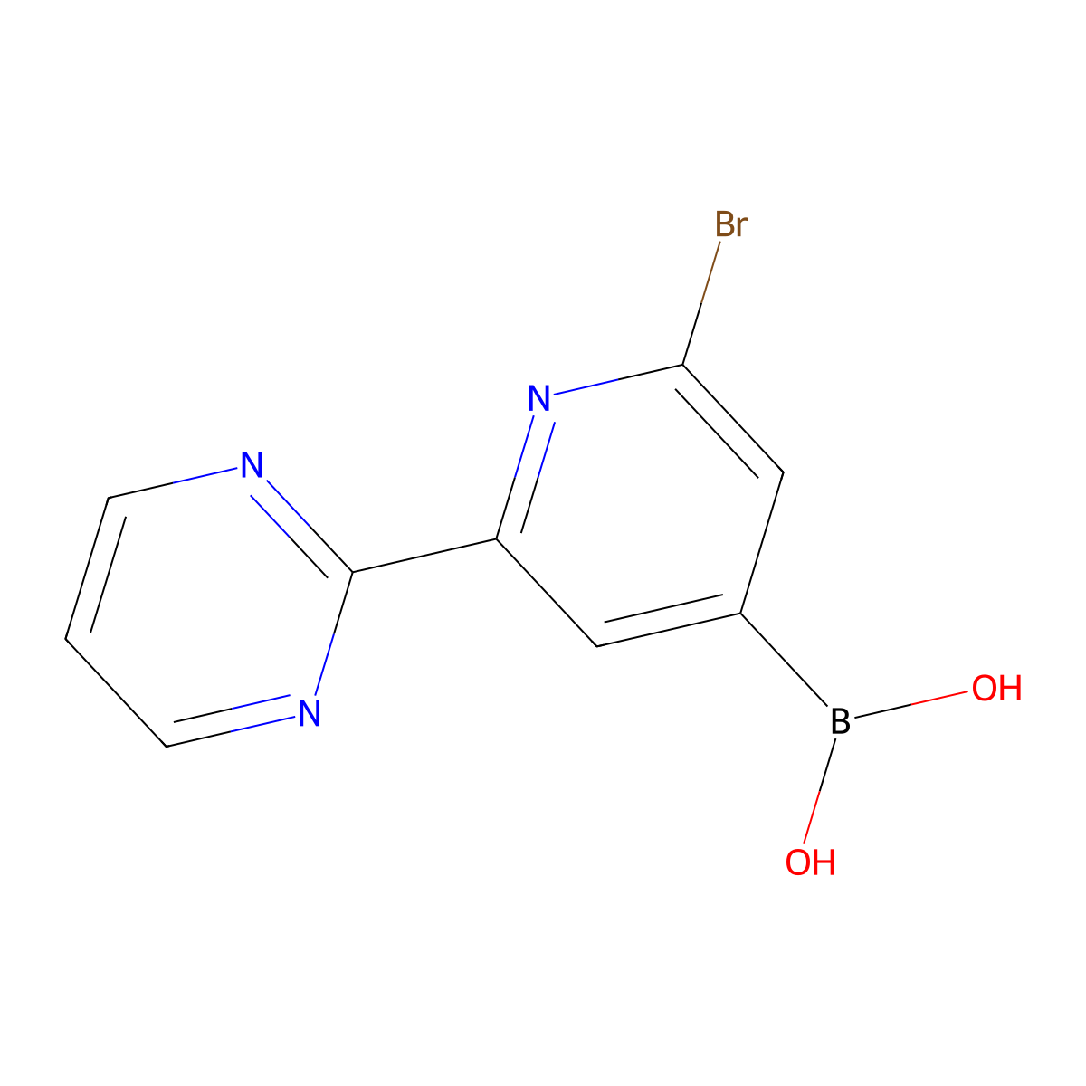 (2-Bromo-6-(pyrimidin-2-yl)pyridin-4-yl)boronic acid molecular structure, CAS 2225181-33-7