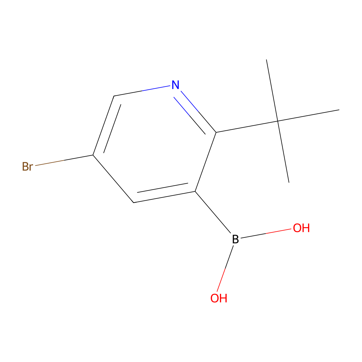 (5-Bromo-2-(tert-butyl)pyridin-3-yl)boronic acid molecular structure, CAS 2225181-37-1