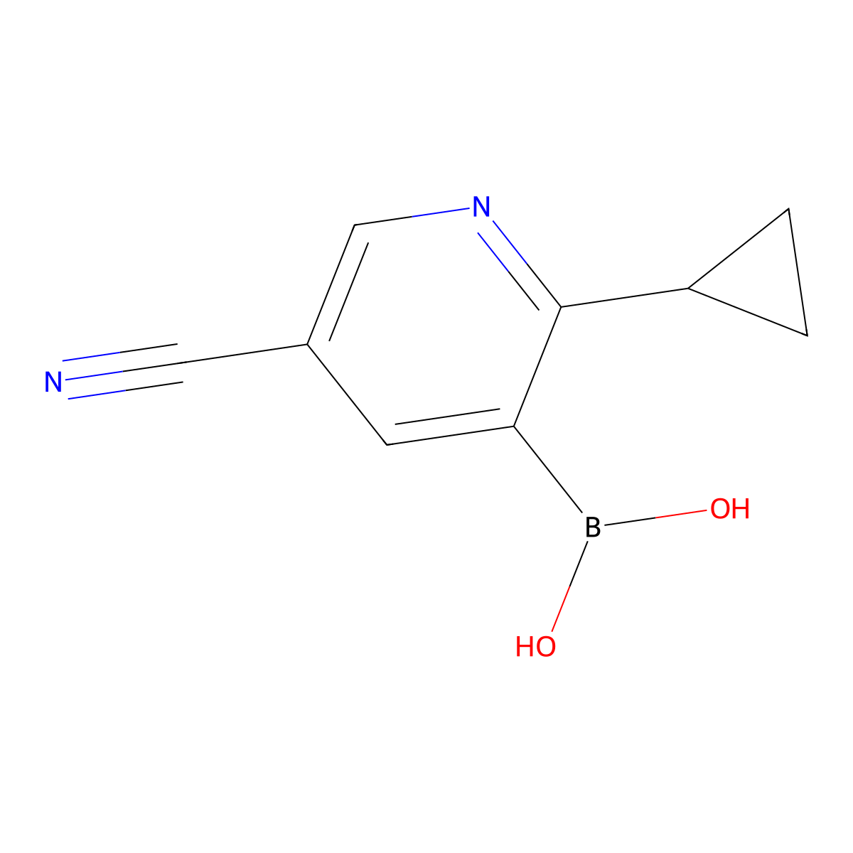 (5-Cyano-2-cyclopropylpyridin-3-yl)boronic acid molecular structure, CAS 2225181-38-2