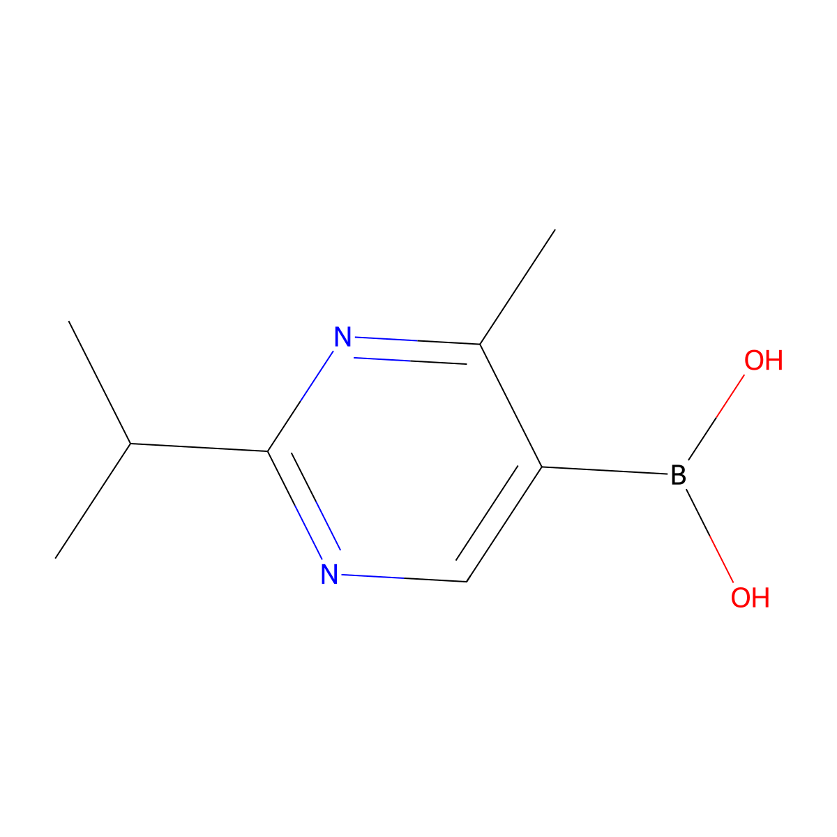(2-Isopropyl-4-methylpyrimidin-5-yl)boronic acid molecular structure, CAS 2225181-39-3