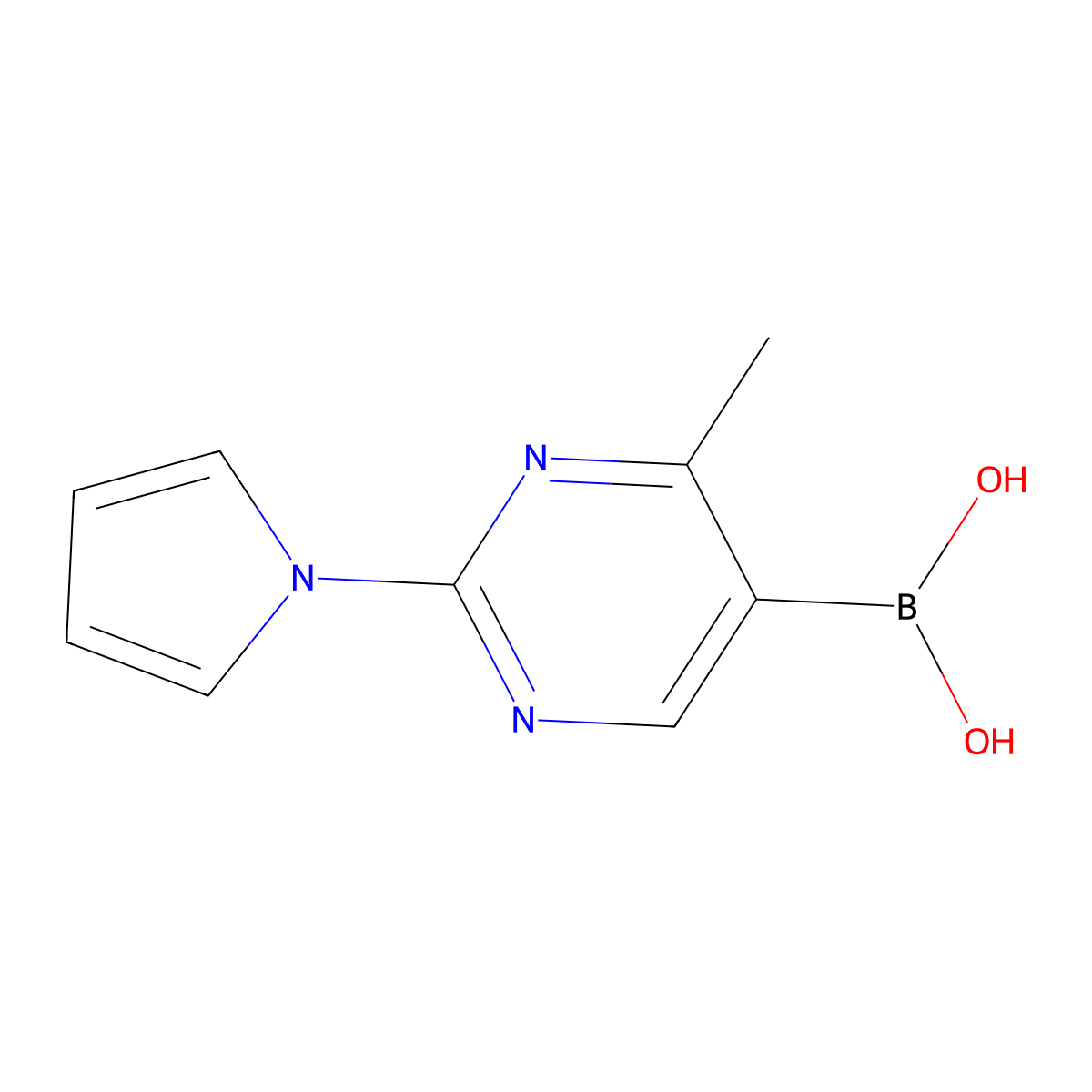(4-Methyl-2-(1H-pyrrol-1-yl)pyrimidin-5-yl)boronic acid molecular structure, CAS 2225181-40-6