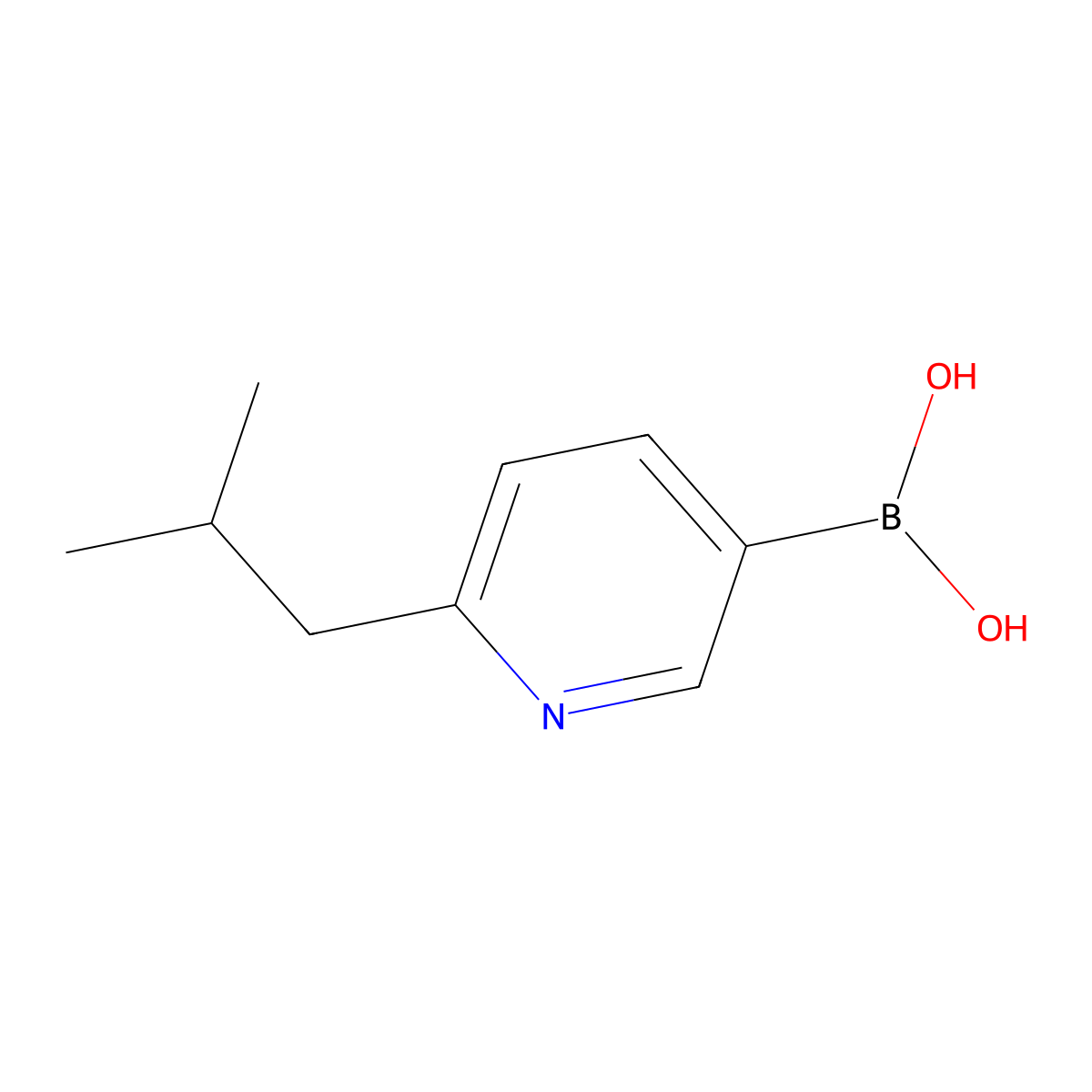 (6-Isobutylpyridin-3-yl)boronic acid molecular structure, CAS 2225181-43-9