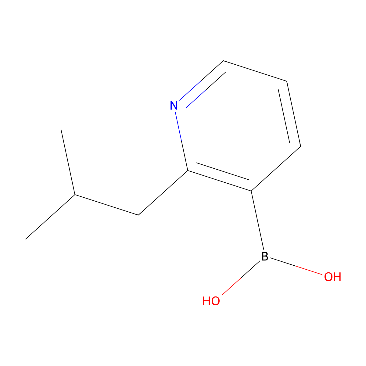 (2-Isobutylpyridin-3-yl)boronic acid molecular structure, CAS 2225181-46-2