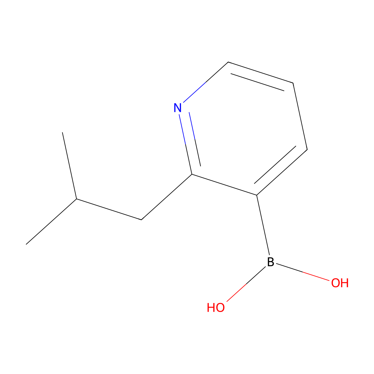 (2-Isobutylpyridin-3-yl)boronic acid molecular structure, CAS 2225181-46-2
