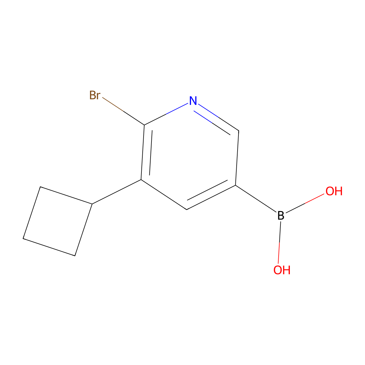 6-Bromo-5-(cyclobutyl)pyridine-3-boronic acid molecular structure, CAS 2225181-47-3