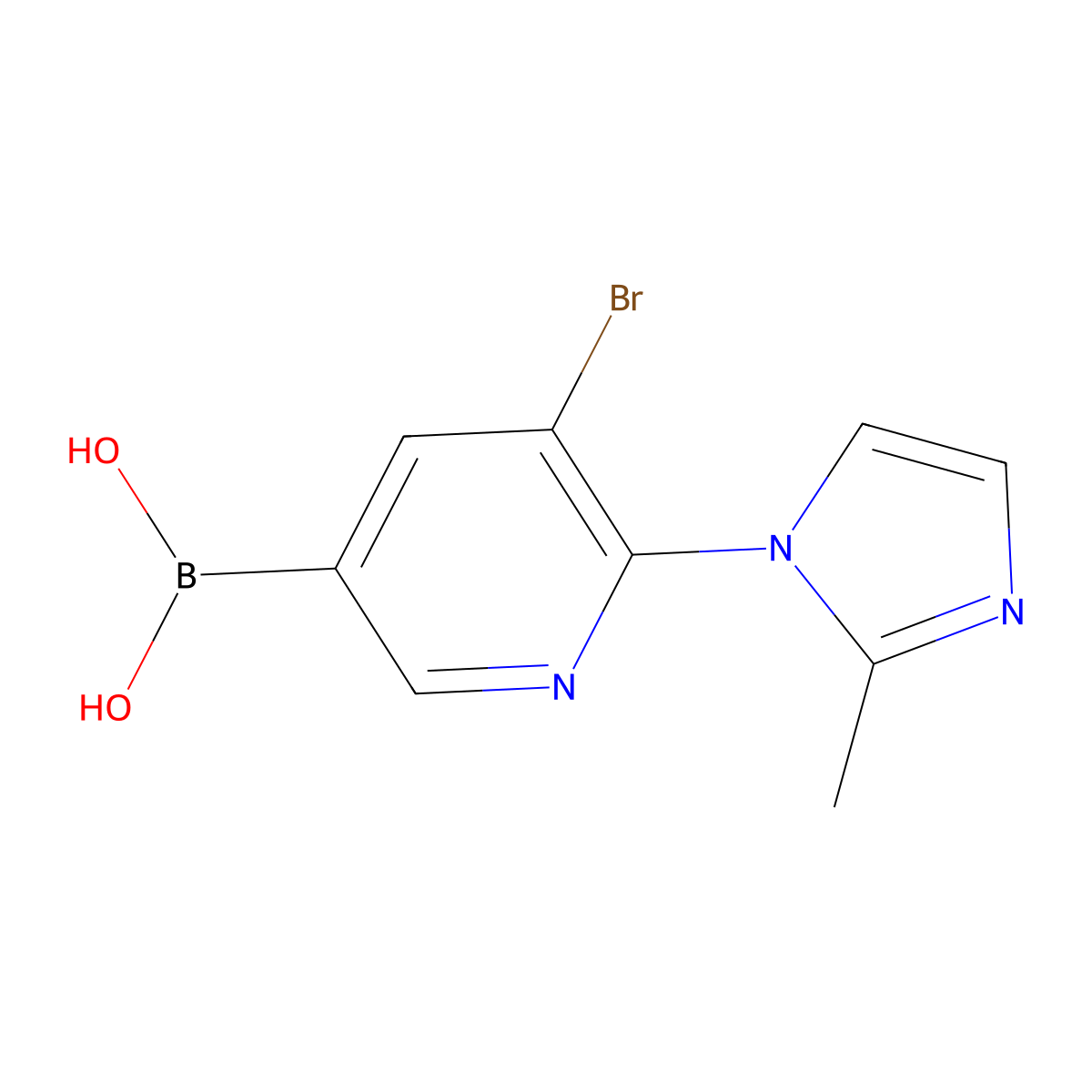 (5-Bromo-6-(2-methyl-1H-imidazol-1-yl)pyridin-3-yl)boronic acid molecular structure, CAS 2225181-52-0