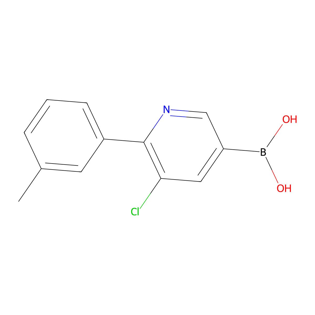 (5-Chloro-6-(m-tolyl)pyridin-3-yl)boronic acid molecular structure, CAS 2225181-53-1