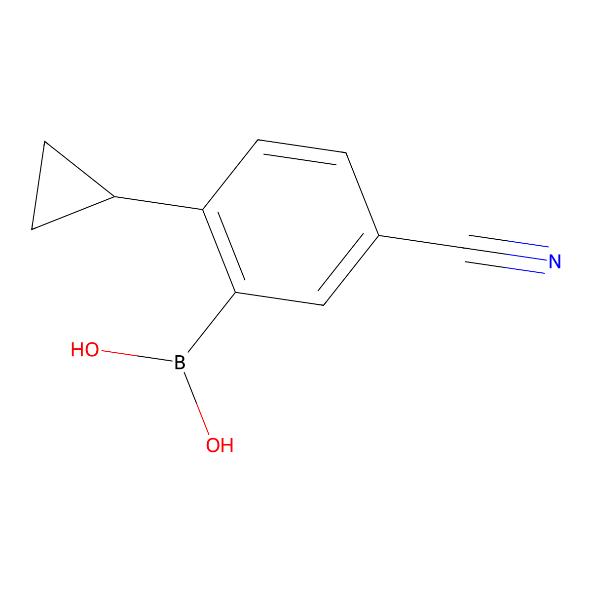 (5-Cyano-2-cyclopropylphenyl)boronic acid molecular structure, CAS 2225181-57-5