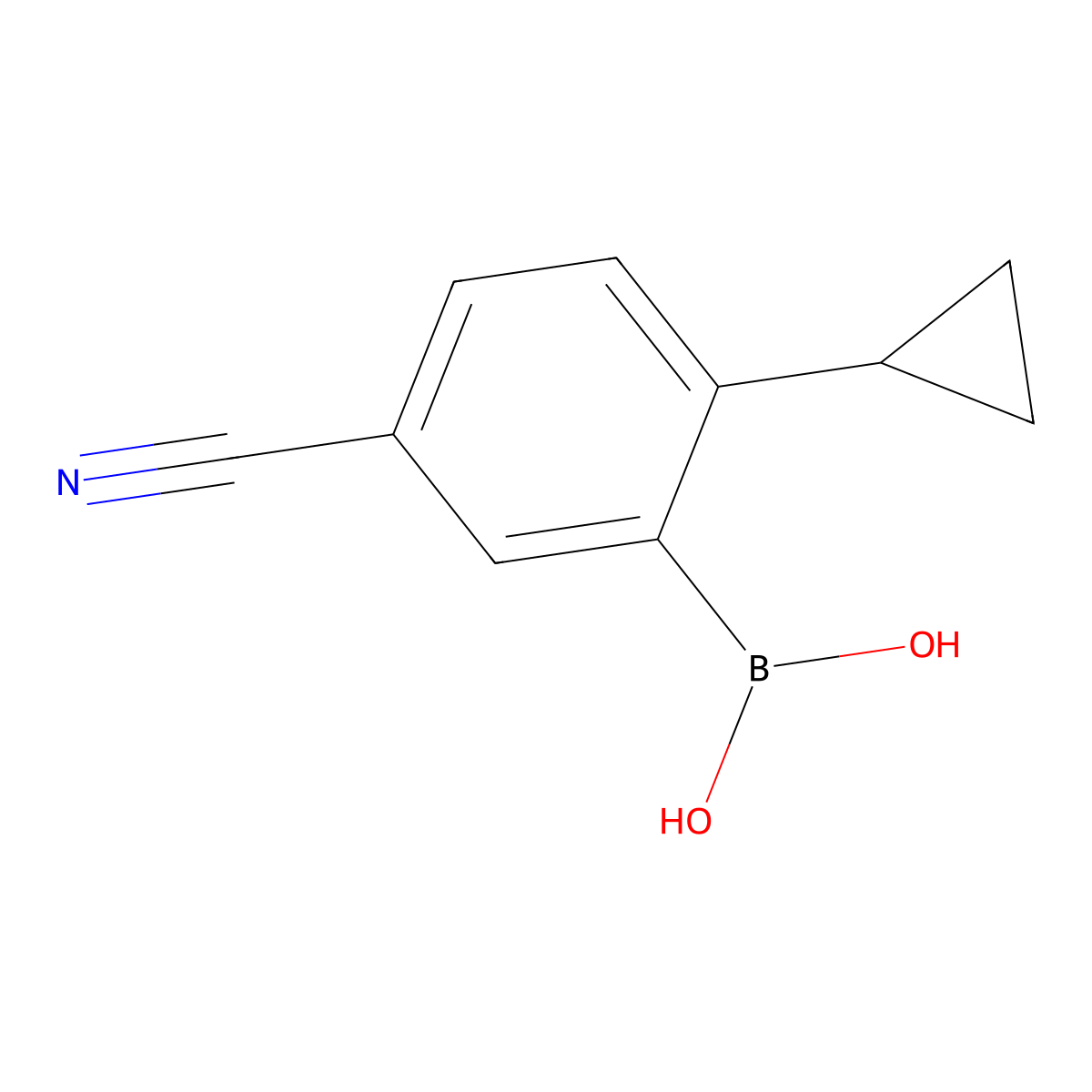(5-Cyano-2-cyclopropylphenyl)boronic acid molecular structure, CAS 2225181-57-5