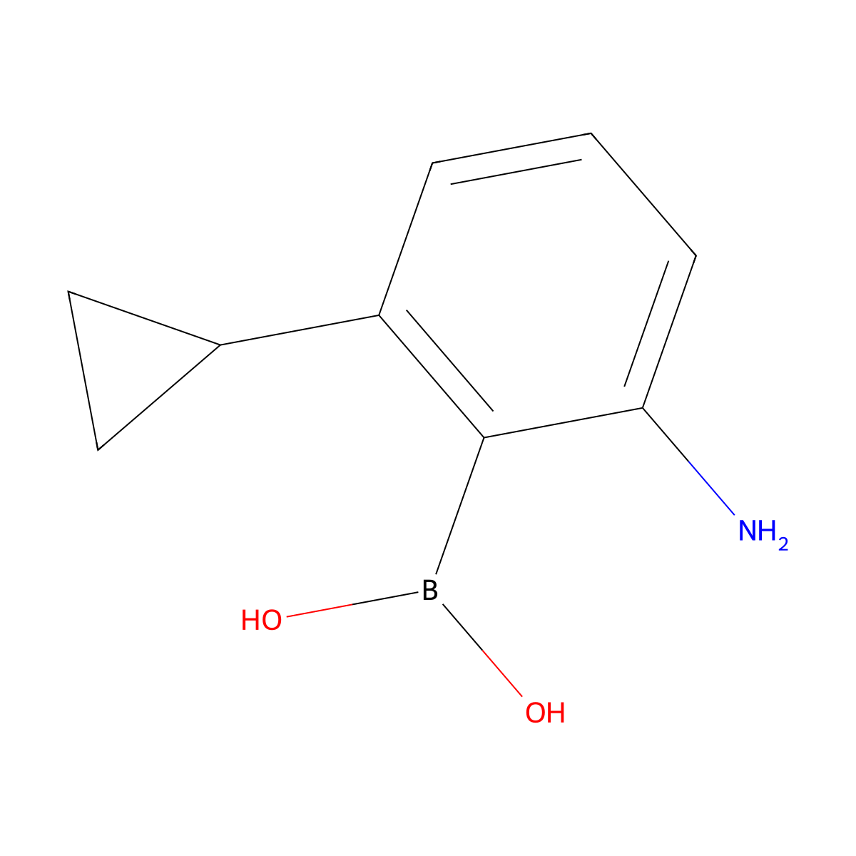 (2-Amino-6-cyclopropylphenyl)boronic acid molecular structure, CAS 2225181-59-7