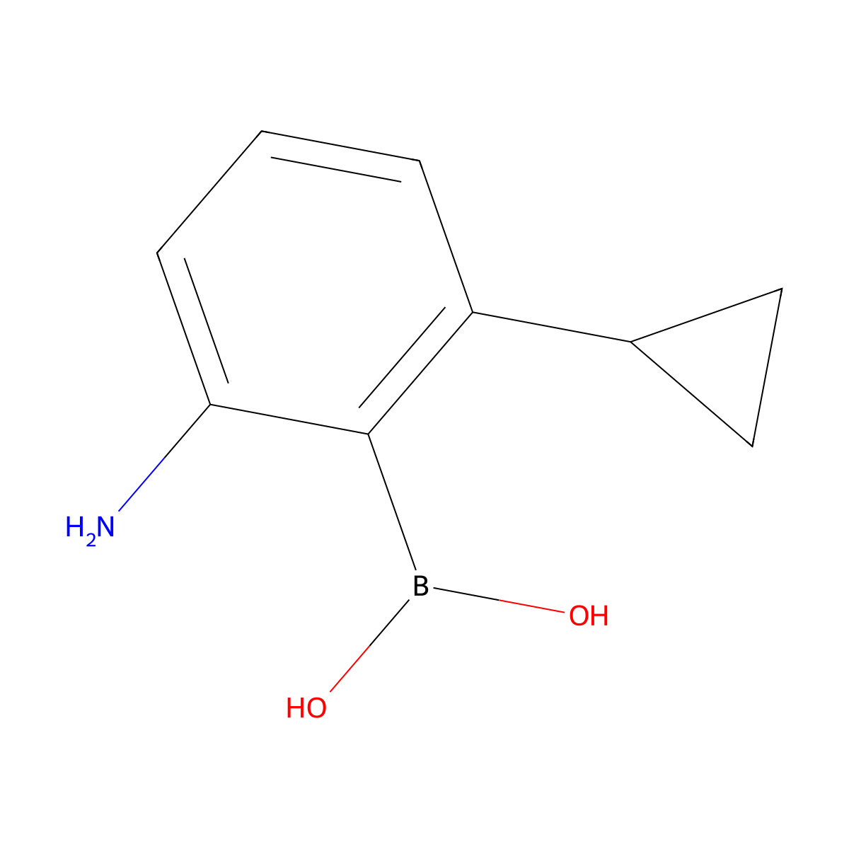 (2-Amino-6-cyclopropylphenyl)boronic acid molecular structure, CAS 2225181-59-7