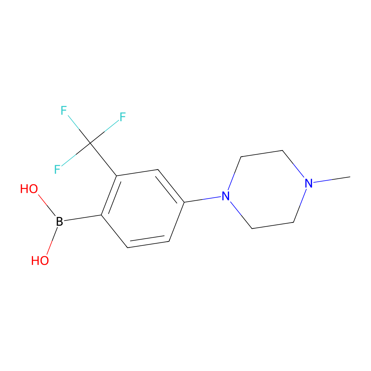 (4-(4-Methylpiperazin-1-yl)-2-(trifluoromethyl)phenyl)boronic acid molecular structure, CAS 2225181-62-2