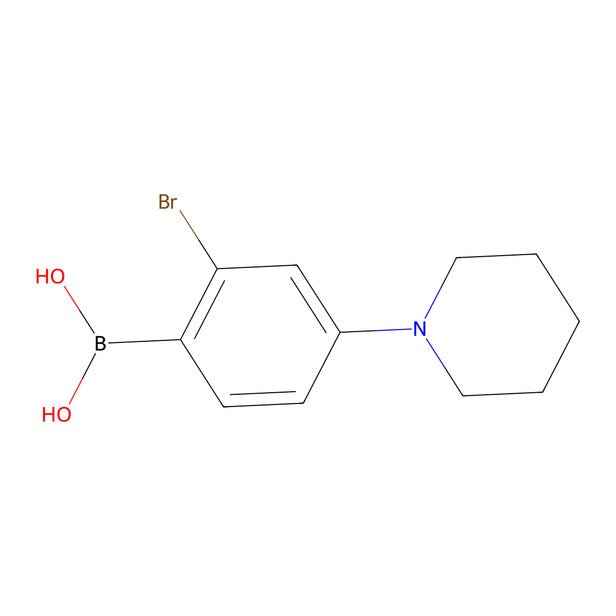 (2-Bromo-4-(piperidin-1-yl)phenyl)boronic acid molecular structure, CAS 2225181-63-3