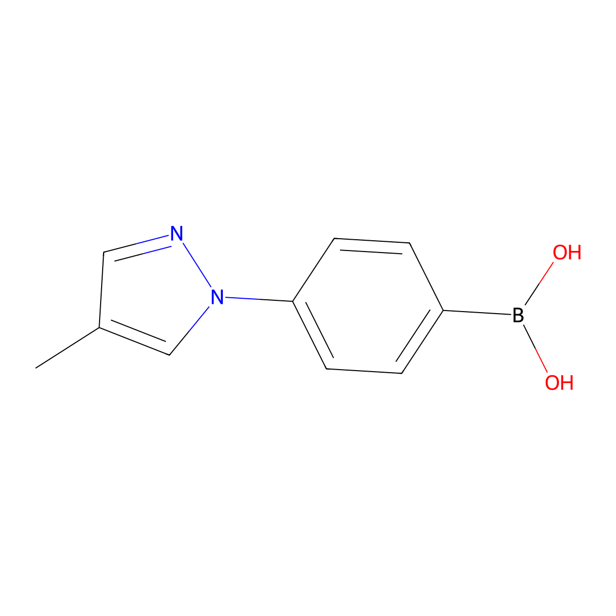 4-(4-methyl-1H-pyrazol-1-yl)phenylboronic acid molecular structure, CAS 2225181-67-7