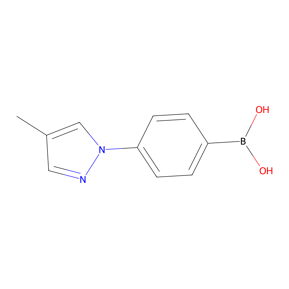 4-(4-methyl-1H-pyrazol-1-yl)phenylboronic acid molecular structure, CAS 2225181-67-7