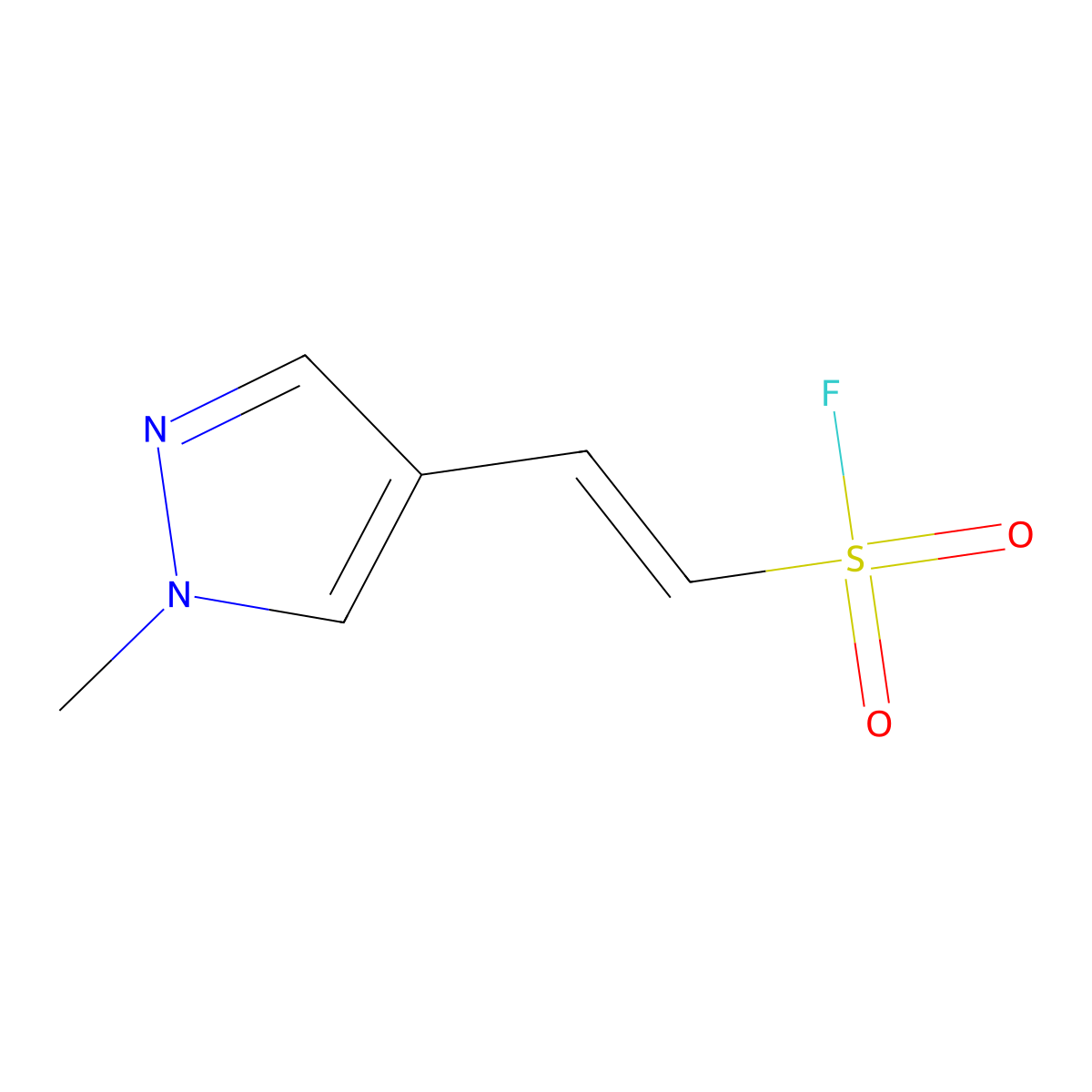 (1E)-2-(1-methyl-1H-pyrazol-4-yl)ethene-1-sulfonyl fluoride molecular structure, CAS 2225181-75-7