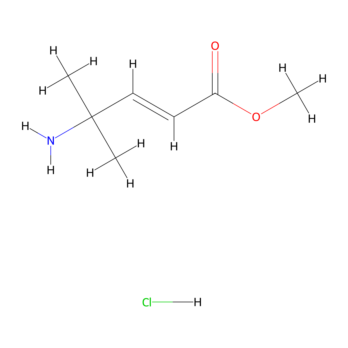 methyl (2E)-4-amino-4-methylpent-2-enoate hydrochloride molecular structure, CAS 2225181-78-0
