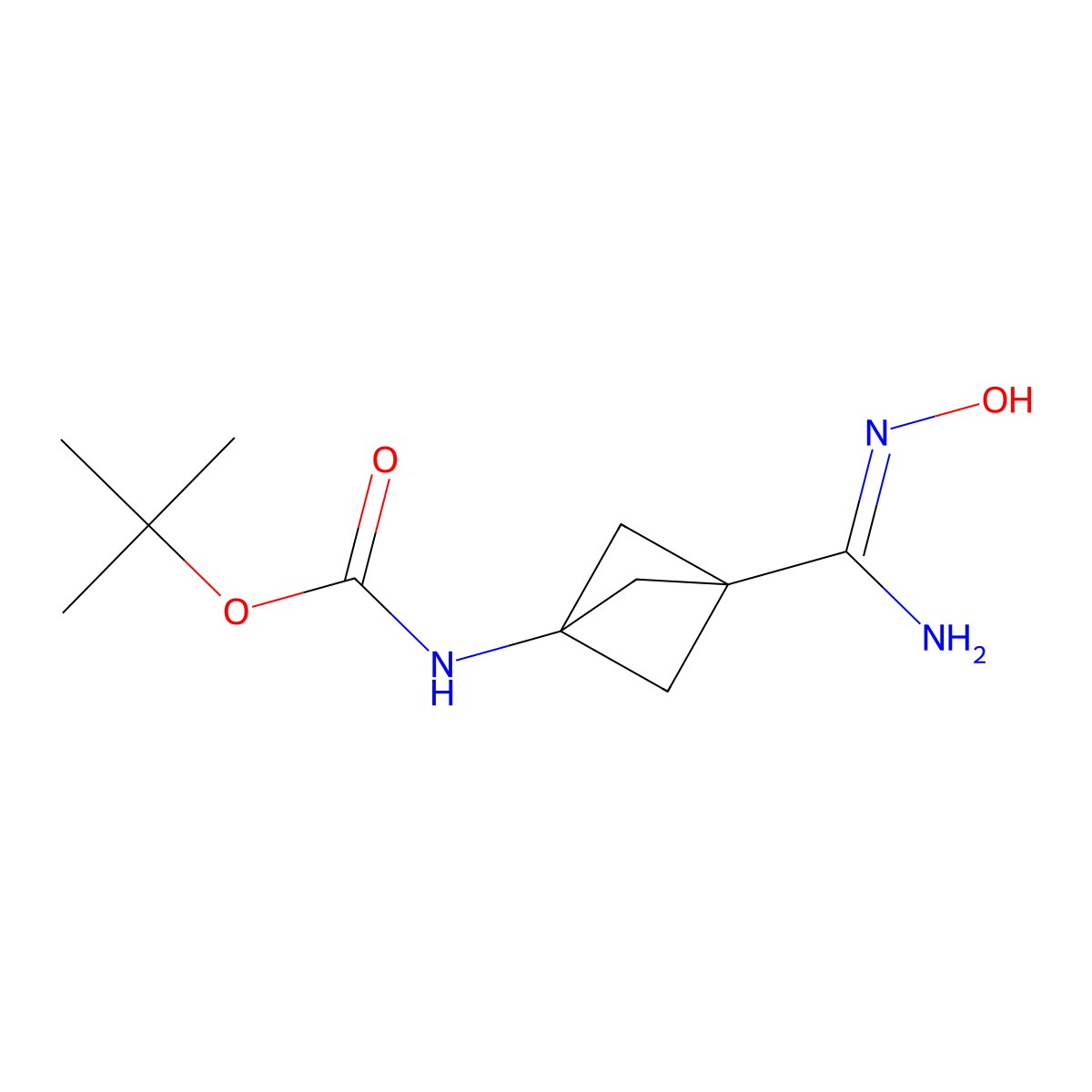 tert-butyl N-[3-(N'-hydroxycarbamimidoyl)bicyclo[1.1.1]pentan-1-yl]carbamate molecular structure, CAS 2225181-86-0