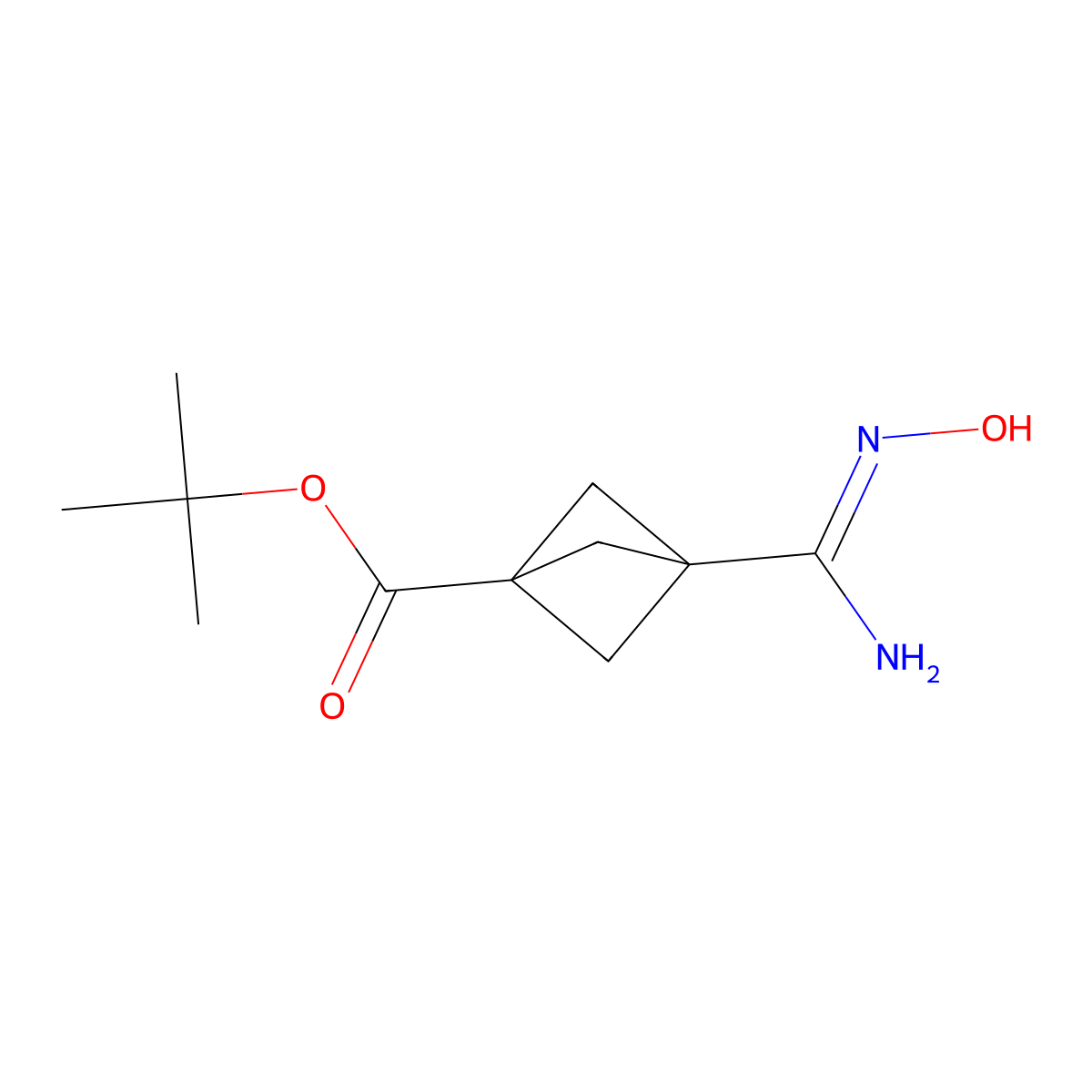 tert-butyl 3-(N'-hydroxycarbamimidoyl)bicyclo(1.1.1)pentane-1-carboxylate molecular structure, CAS 2225181-87-1