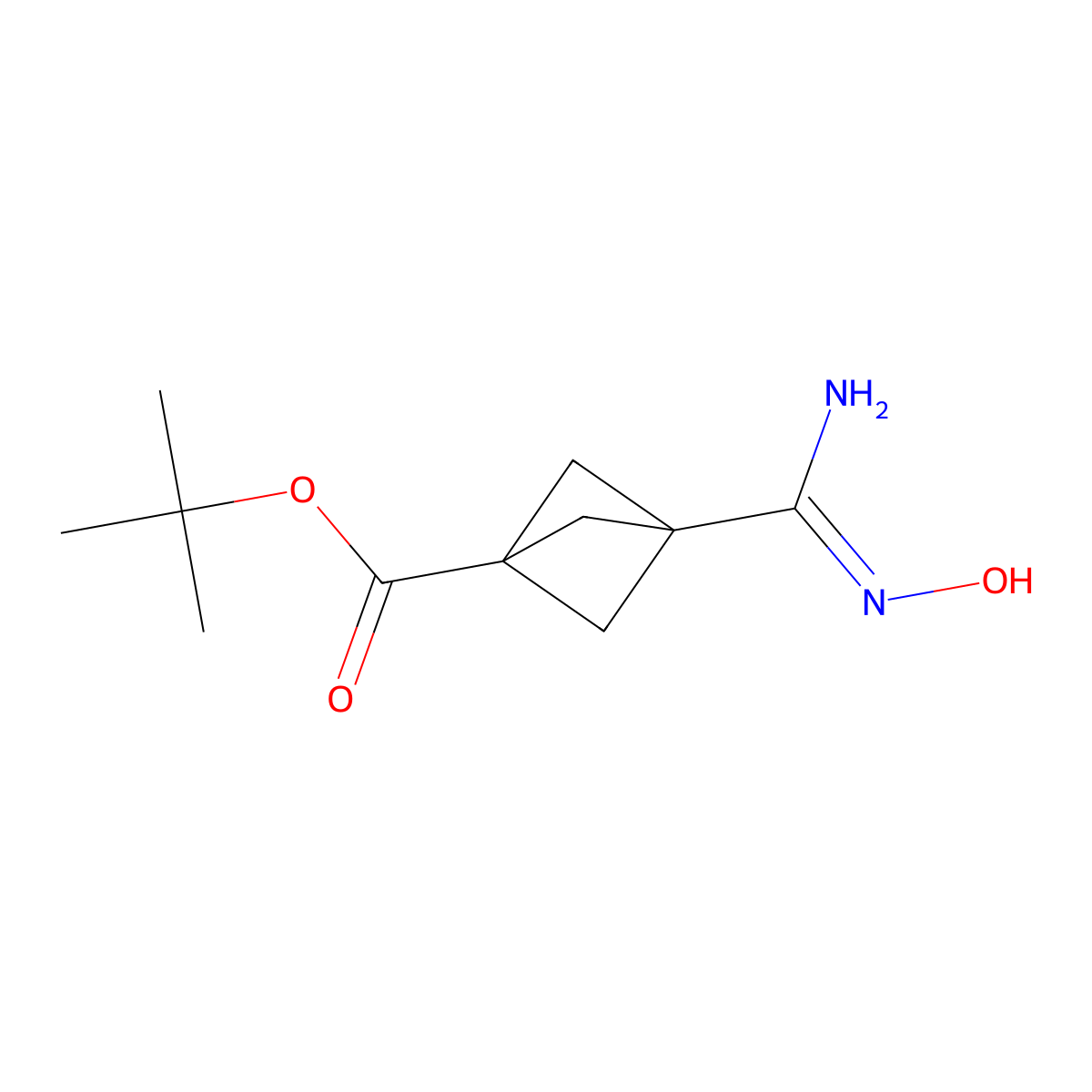 tert-butyl 3-(N'-hydroxycarbamimidoyl)bicyclo(1.1.1)pentane-1-carboxylate molecular structure, CAS 2225181-87-1