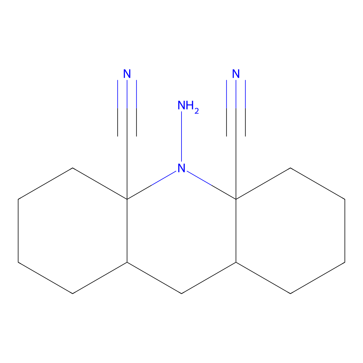 10-amino-2,3,4,5,6,7,8,8a,9,9a-decahydro-1H-acridine-4a,10a-dicarbonitrile molecular structure, CAS 22253-92-5