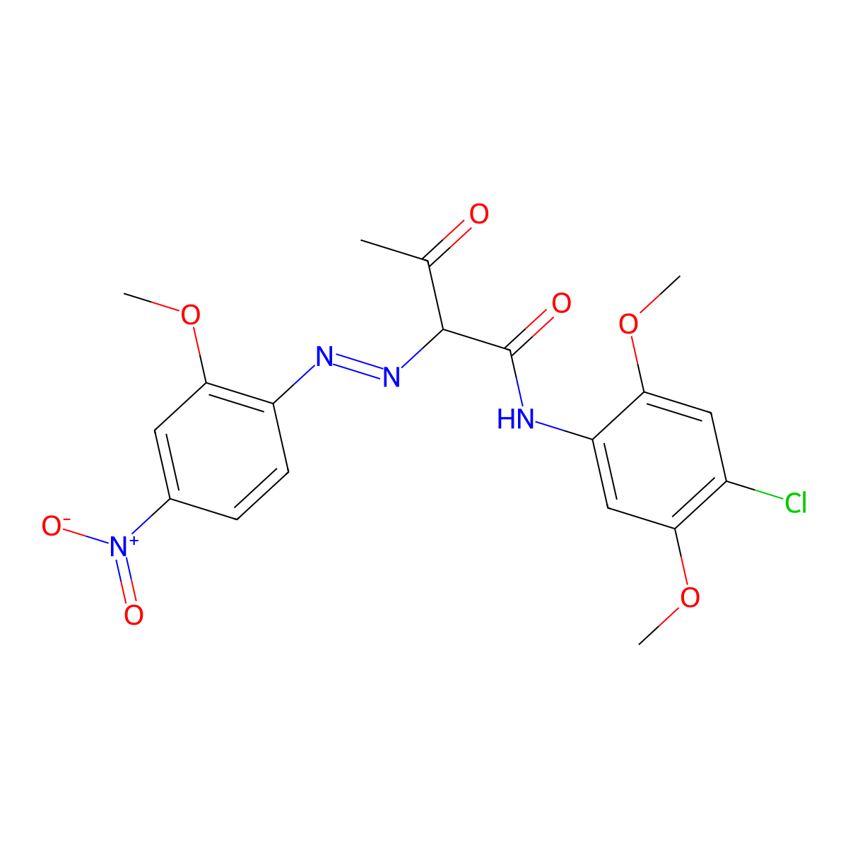 N-(4-Chloro-2,5-dimethoxyphenyl)-2-((2-methoxy-4-nitrophenyl)azo)-3-oxobutyramide molecular structure, CAS 22254-53-1