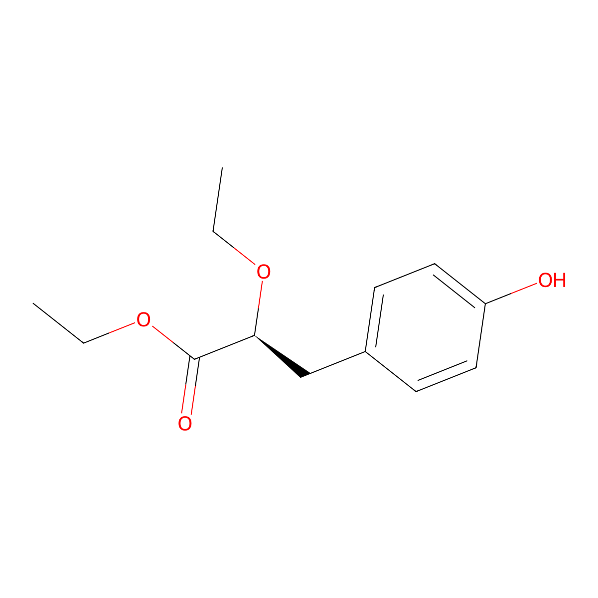 Ethyl (2S)-2-ethoxy-3-(4-hydroxyphenyl)propanoate molecular structure, CAS 222555-06-8