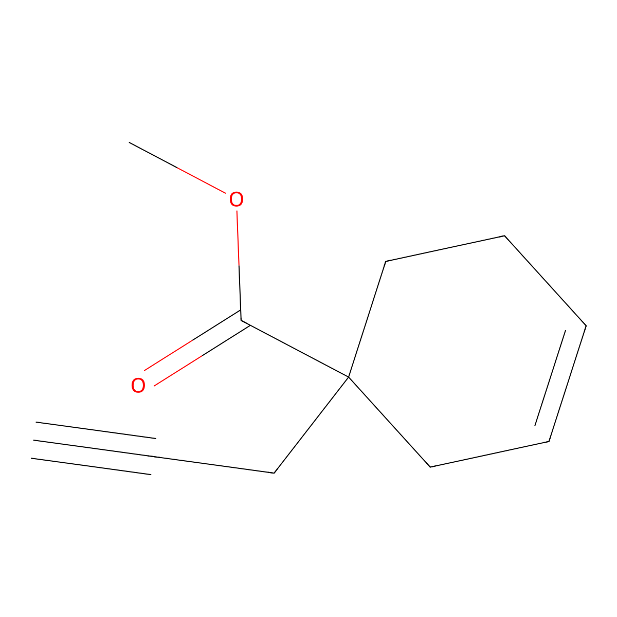 Methyl 1-(prop-2-yn-1-yl)cyclohex-3-ene-1-carboxylate molecular structure, CAS 222555-13-7