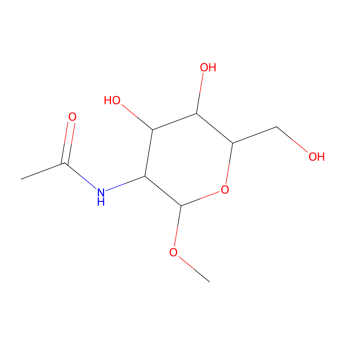 methyl 2-acetamido-2-deoxy-beta-D-galactopyranoside molecular structure, CAS 22256-76-4