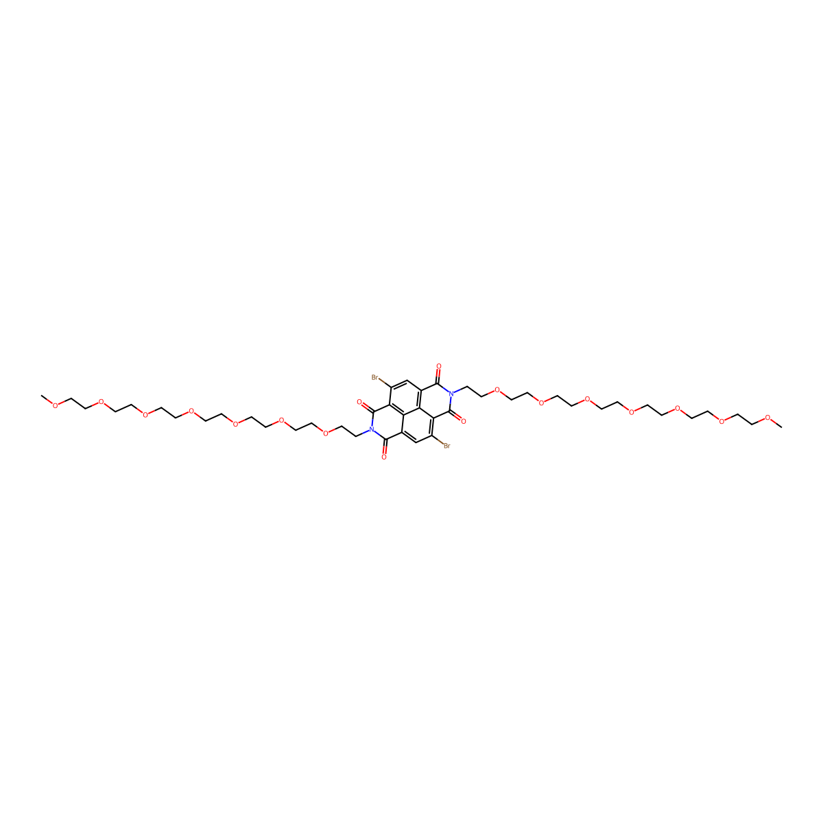 4,9-Dibromo-2,7-di(2,5,8,11,14,17,20-heptaoxadocosan-22-yl)benzo[lmn][3,8]phenanthroline-1,3,6,8(2H,7H)-tetraone molecular structure, CAS 2225708-89-2