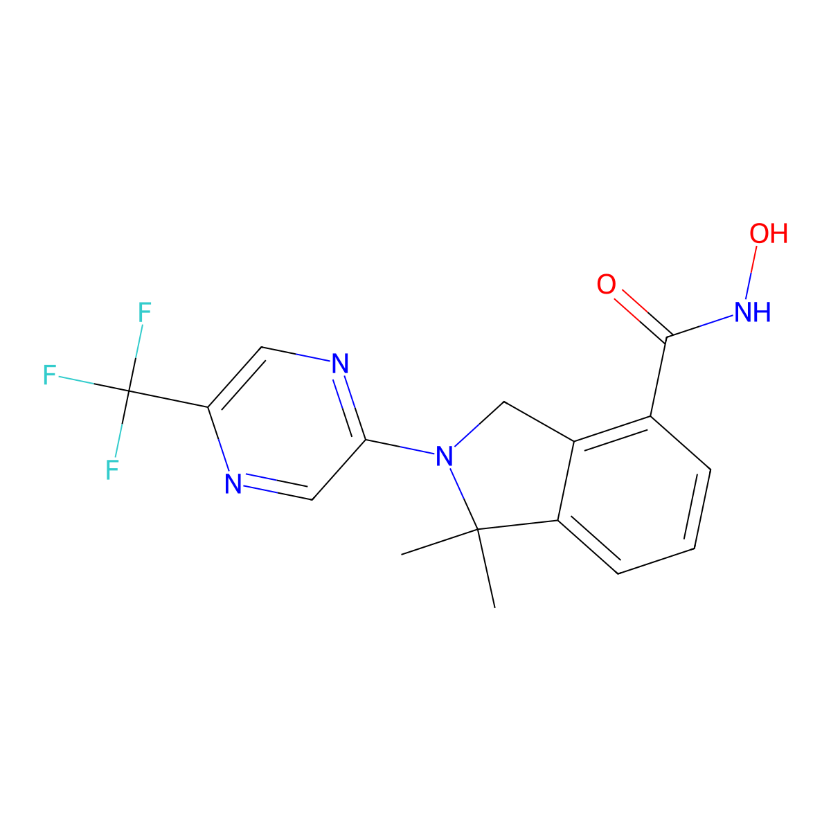 N-hydroxy-1,1-dimethyl-2-[5-(trifluoromethyl)pyrazin-2-yl]-3H-isoindole-4-carboxamide molecular structure, CAS 2225728-57-2