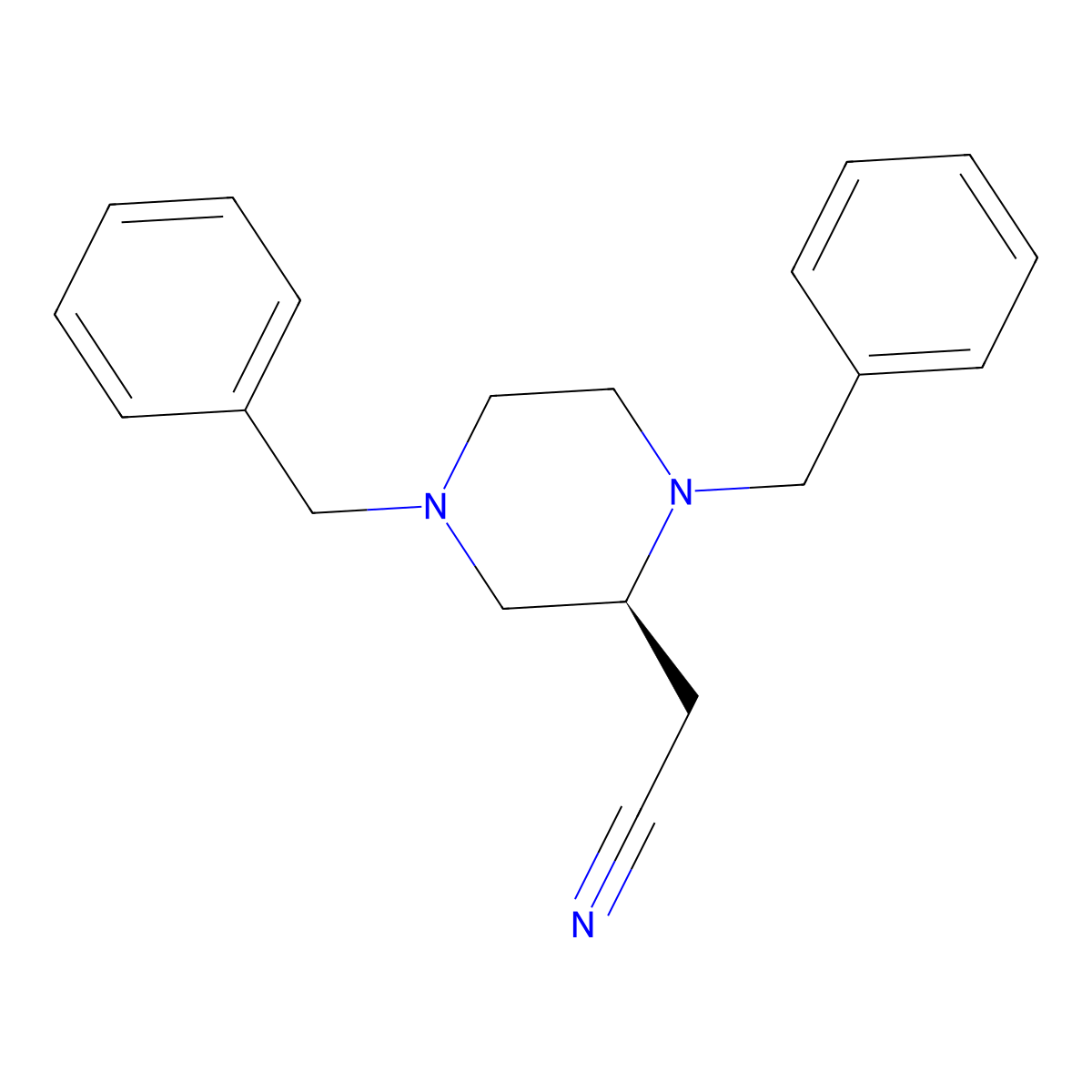 (S)-2-(1,4-Dibenzylpiperazin-2-yl)acetonitrile molecular structure, CAS 2225787-92-6