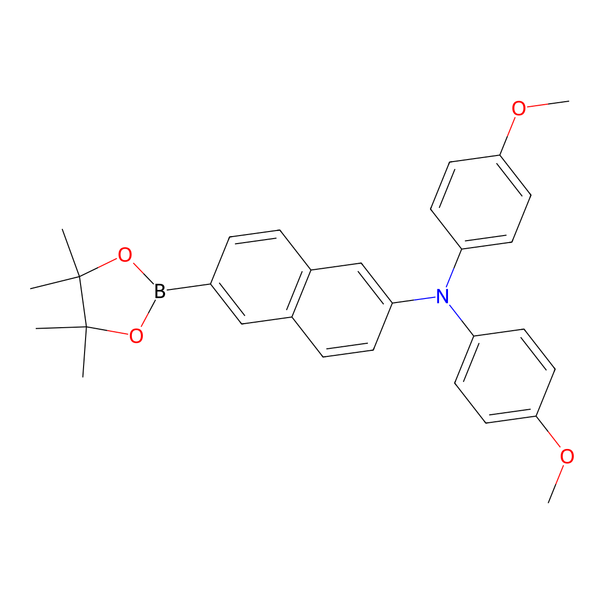 N,N-Bis(4-methoxyphenyl)-6-(4,4,5,5-tetramethyl-1,3,2-dioxaborolan-2-yl)naphthalen-2-amine molecular structure, CAS 2225806-07-3