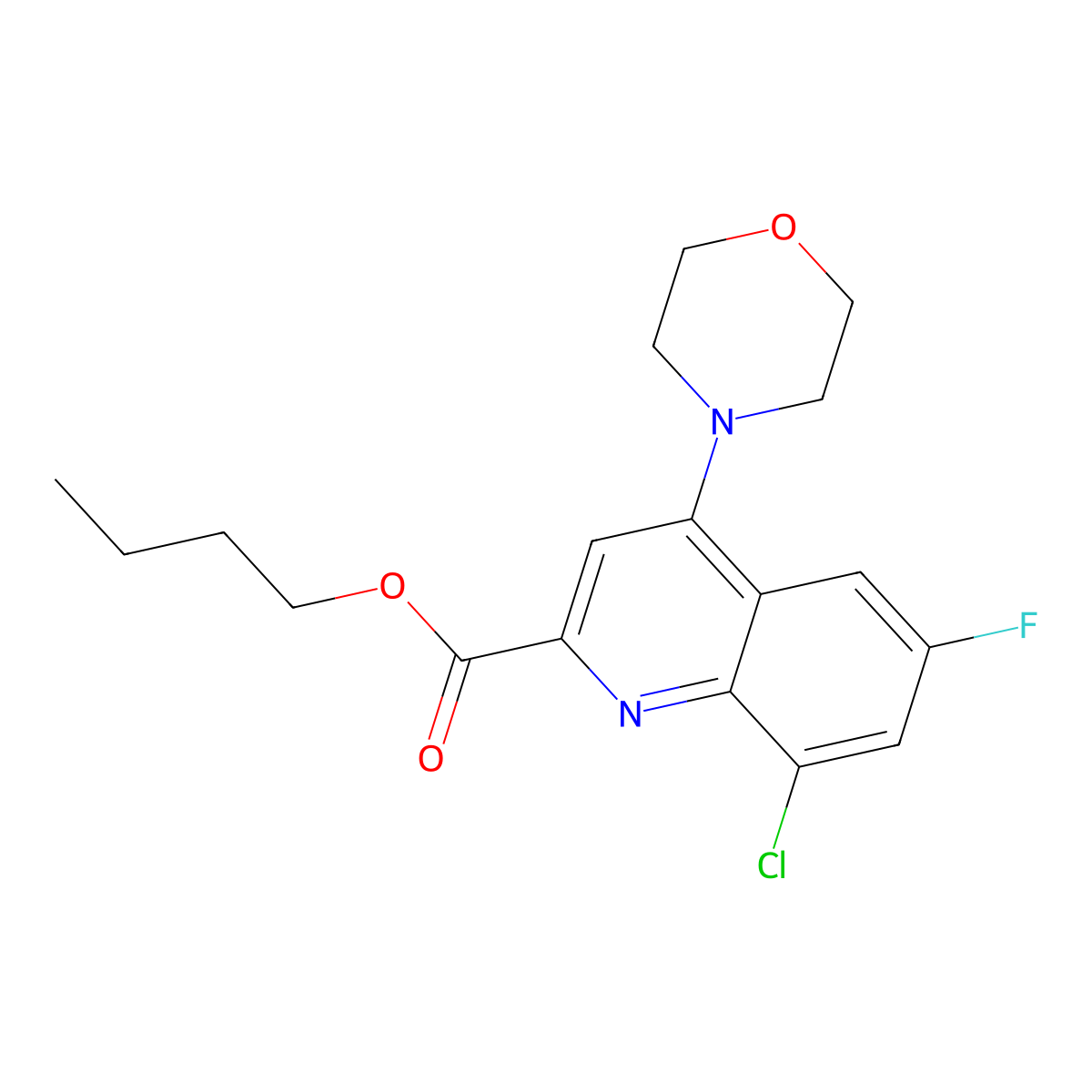 Butyl 8-chloro-6-fluoro-4-morpholinoquinoline-2-carboxylate molecular structure, CAS 2225878-46-4
