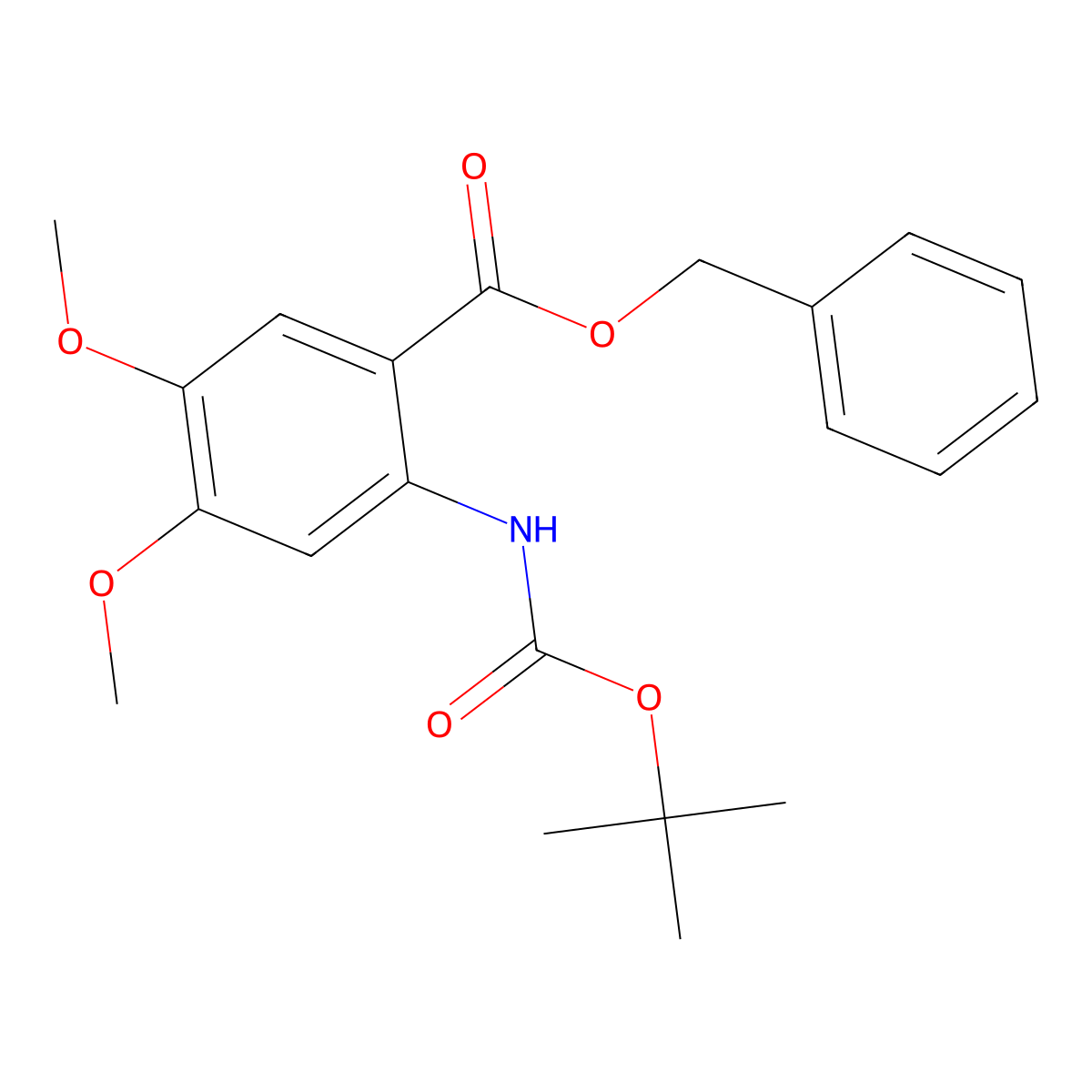 Benzyl 2-((tert-butoxycarbonyl)amino)-4,5-dimethoxybenzoate molecular structure, CAS 2225878-48-6