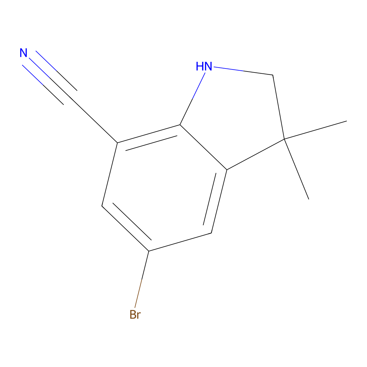 5-Bromo-3,3-dimethylindoline-7-carbonitrile molecular structure, CAS 2225878-51-1